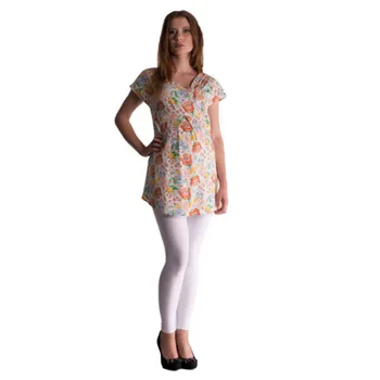 Dámská tunika Be MaaMaa Těhotenská asymetrická tunika s barevnými květy - lososová