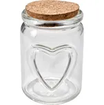 Skleněná úložná dóza se srdíčkem a korkovým víčkem Cori - Ø 7*10 cm