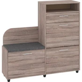 Max-i Botník WILFORD se sedákem Zvolte barvu:: dub truffle, Materiál: tkanina - savannah tmavě šedá