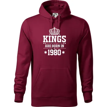 Pánská mikina Kings are born in 1980 - Mikina pánská Cape s kapucí - 5XL ( Garnet )