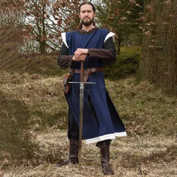 Karnevalový kostým Battle Merchant Středověký varkoč Eckhart, modrá/přírodní