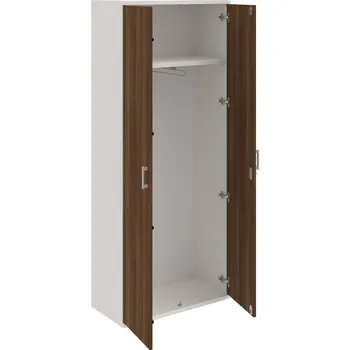 Policová skříň SZR 5 80 01 – Skříň šatní dvéřová 192 × 80 cm - Ořech , Bílá , USH – hranatá