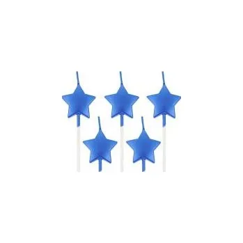 Dortová svíčka Dortové svíčky - Hvězda - metalická modrá - 5 ks
