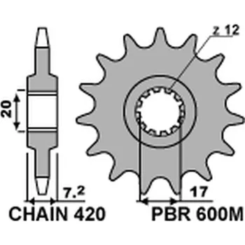 Řetězová sada pro motocykl PŘEDNÍ ŘETĚZOVÉ KOLO 600M 14 (JTF1120.14) (ŘETĚZ 420) (600M14JT)