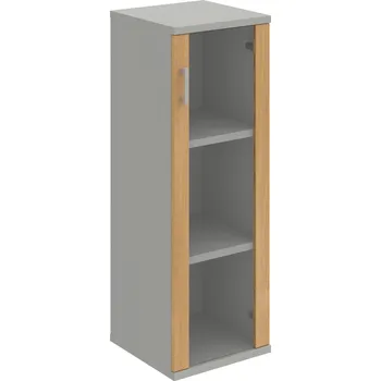 Policová skříň S 3 40 02 P – Skříň policová dvéřová 115,2 × 40 cm - Dub , Šedá , USH – hranatá