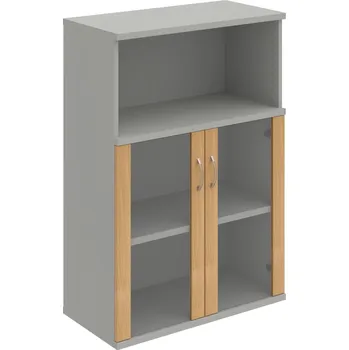 Policová skříň S 3 80 05 – Skříň policová dvéřová 115,2 × 80 cm - Dub , Šedá , USN – Hobis