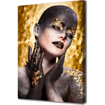 Obraz Obraz na plátně canvas Zlato Make-up Žena Obličej Černá 20x30 cm