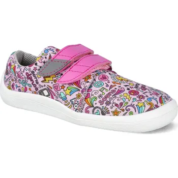 Barefoot dětské tenisky Beda - Music textilní vegan růžové Velikost: 24