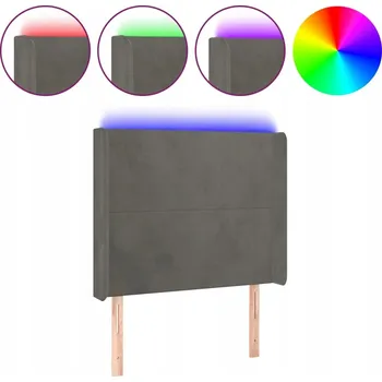LED čelo postele samet tmavě šedé 93x16x118/128 cm