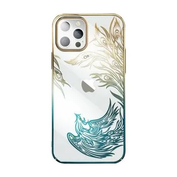 Telefonní příslušenství Luksusowe etui iPhone 14 Plus z kryształami Kingxbar Phoenix - złoto-niebieskie