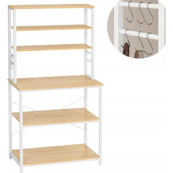 Komoda Kuchyňská skříňka Songmics bílá MDF deska, 6 polic, 40 x 80 x 167 cm