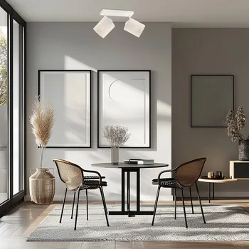 Argon Stropní svítidlo Suerte, krémově bílá, lněná textilie, 2 světla - Stínidlo - délka 12 cm, Ø 12 cm; stříška - délka 30 cm, šířka 6 cm, výška 2,5 cm krémově bílá, béžová 1 x 7 W LED - Doprava zdarma