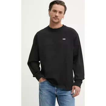 Bavlněné tričko s dlouhým rukávem Vans černá barva, VN000P1SBLK1 99X, vel. S