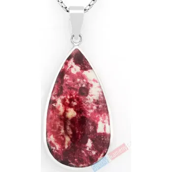 Přívěsek Větší stříbrný přívěsek (Ag 925/1000) s thulitem QAA, kapka cca 43 x 25 mm, "norská kráska II", RARITA (THL7261P)