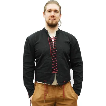 Karnevalový kostým Battle Merchant Středověký dublet Bernhard šněrovaný tkanicí, černý