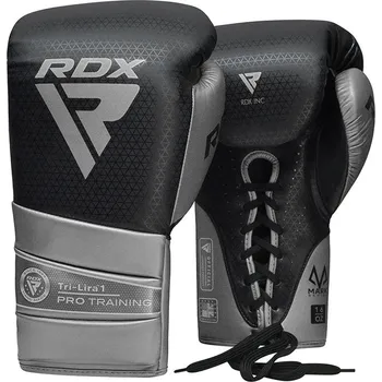 Boxerské rukavice RDX Profesionální šněrovací rukavice L1 Mark Pro Training - černo/stříbrné 16 oz