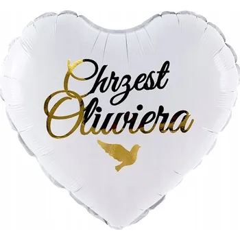 Balónek Balónek ke na křtiny SVATÉMU, srdce bílé, HOLUBICE + JMÉNO