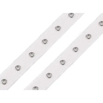 Galanterie Prýmek / průchodky na bavlněné stuze šíře 20 mm, barva 4 bílá stříbrná