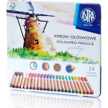 Pastelka Pastelky z cedrového dřeva ASTRA PRESTIGE 24 barev METAL BOX