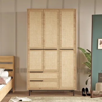 Šatní skříň LARDO šatní skříň na nožičkách, sepet/jutový vzor