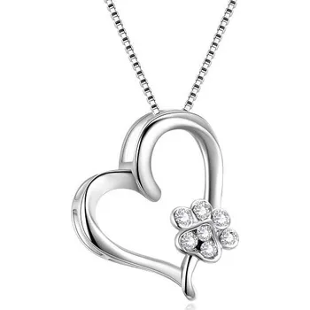 Náhrdelník Stříbrný náhrdelník srdíčko s tlapkou