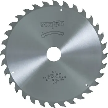 Pilový kotouč MAFELL 092460 Pilový kotouč-HM, 225 x 1,8/2,5 x 30 mm, Z 32, WZ, pro universální řezání dř