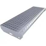 Kovový pozinkovaný protiskluzový schodišťový stupeň (30/3, 34/38) FLOMA SteelStep - 100 x 30,5 x 3 cm