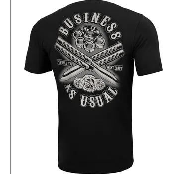 Pánské tričko PitBull West Coast Triko Garment Washed Business As Usual - černé S