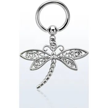 Piercing Piercingate Kruh - vážka - PKR00164 - Barva/Motiv: Stříbrná, Průměr kroužku: 10 mm