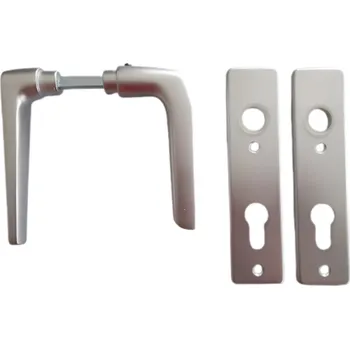 Garážová vrata kování klika / klika nízká se štítkem - kompletní hliníkové kování, rozteč 72 mm