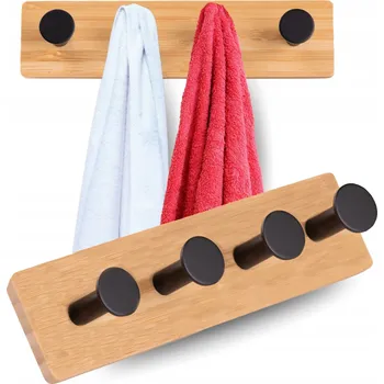 Věšák Nástěnný věšák do koupelny, černý bambusový háček SAMOLEPICÍ na ručníky