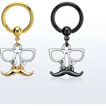 Piercing Piercingate Kruh - brýle a knír - PKR00166 - Barva/Motiv: Černá, Průměr kroužku: 10 mm