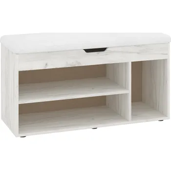 Max-i Botník DEYLIS se sedákem Zvolte barvu:: dub kraft - bílý, Materiál: koženka - bílá