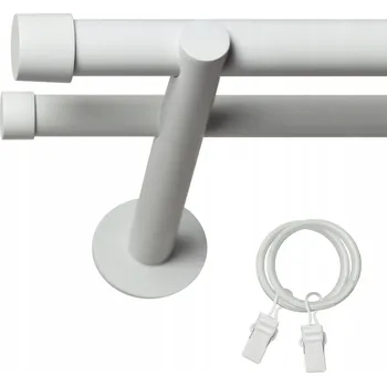 Garnýž GARNÝŽ DVOJITÁ 260 CM 19+19 MM ŽABKY GARNÝŽ ČERNÁ BÍLÁ KONCOVKY