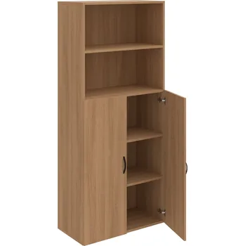 Policová skříň D 5 80 04 – Skříň policová dvéřová 185 × 80 cm - Višeň , Višeň , UCO – černá