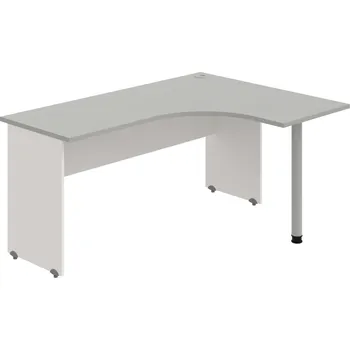 Psací stůl GE 60 L – Stůl ergo levý 160 × 120 cm - Šedá , Bílá , Šedý kov