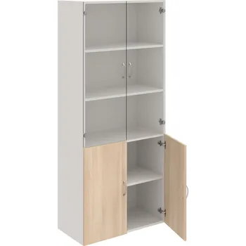 Policová skříň D 5 80 09 – Skříň policová dvéřová 185 × 80 cm - Akát , Bílá , USN – Hobis