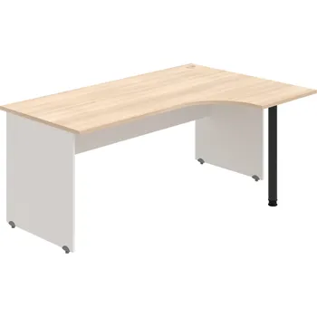 Psací stůl GE 1800 60 L – Stůl ergo 180 × 120 cm, levý - Akát , Bílá , Černý kov