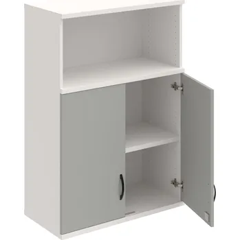 Policová skříň SZ 3 80 02 H – Skříň policová dvéřová 115,2 × 80 cm - Šedá , Bílá , UCO – černá