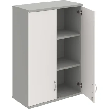 Policová skříň SZ 3 80 01 H – Skříň policová dvéřová 115,2 × 80 cm - Bílá , Šedá , USN – Hobis