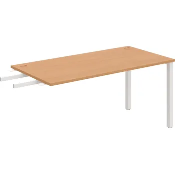 Psací stůl US 1600 RU – Stůl pracovní délky 160 cm, k řetězení - Buk , Bílý kov