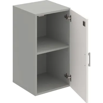 Policová skříň DZ 2 40 01 – Skříň policová dvéřová 74 × 40 cm - Bílá , Šedá , USH – hranatá