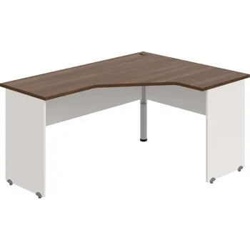 Psací stůl GEV 60 L – Stůl ergo levý 160 × 120 cm - Ořech , Bílá , Šedý kov