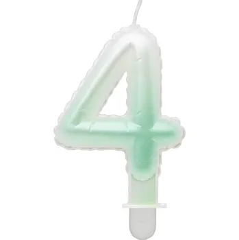 GoDan Dortová svíčka č. 4 balónková bílo-zelená