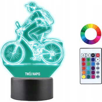 Lampička LAMPičKA na SKLE Soška Cyklista Plexido 3D LED RGB + DÁLKOVÝ OVLADAČ 16 BAREV
