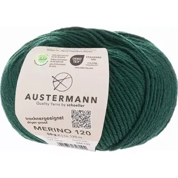 Příze Austermann Merino 120 EXP 121 Tmavě zelená (Příze Merino 120 EXP TANNE)