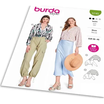 Střih Burda 5745 - Zavinovací halenka, halenka se stahováním v pase