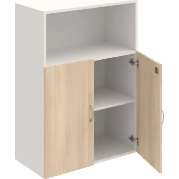 Policová skříň DZ 3 80 02 – Skříň policová dvéřová 111 × 80 cm - Akát , Bílá , USN – Hobis