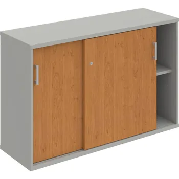 Policová skříň SZ 2 120 02 – Skříňka s posuv. dveřmi 76,8 × 120 cm - Olše , Šedá , USH – hranatá