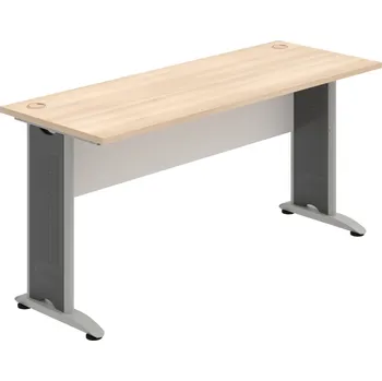 Psací stůl CE 1600 – Stůl pracovní rovný 160 cm, hl. 60 cm - Akát , Bílá , Šedý kov